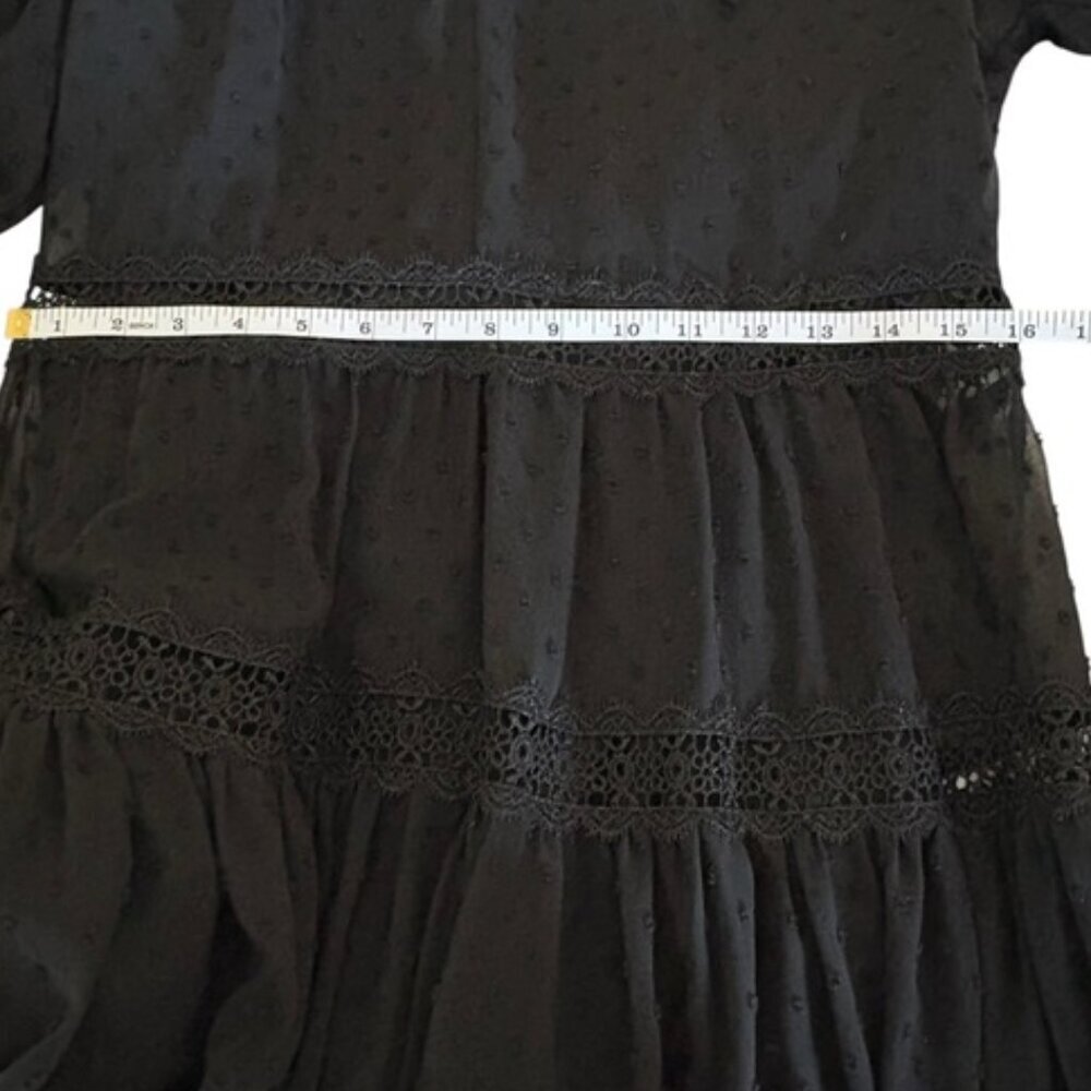 Aqua Swiss Dot Tiered Chiffon Dress Black Size Large - Picture 8 of 12